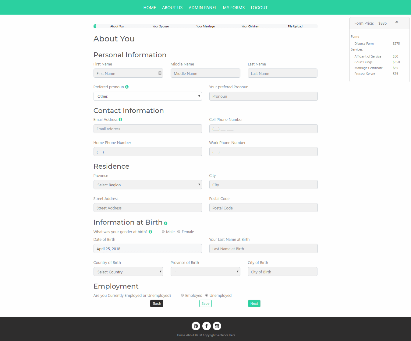 简单表格 - 关于您表格