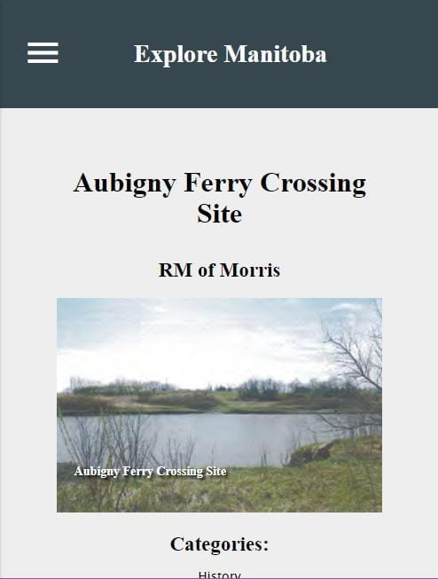 折衷主义 - 在移动设备上探索马尼托巴省个人网站屏幕