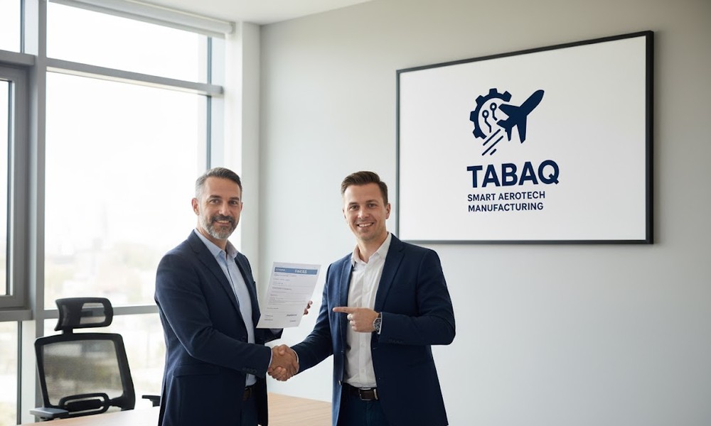 两人在 TABAQ 董事会握手