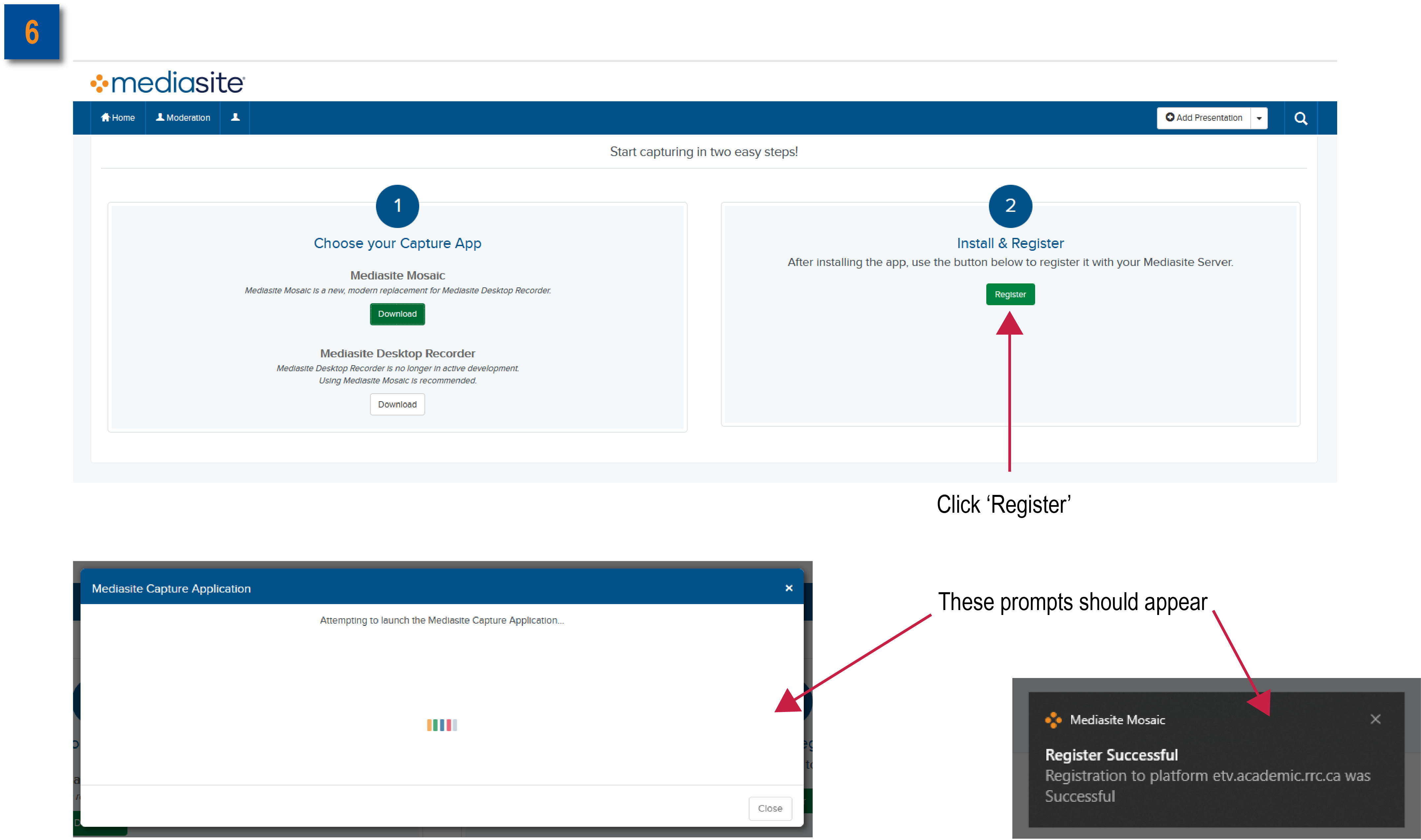 点击注册。如果成功会出现提示。