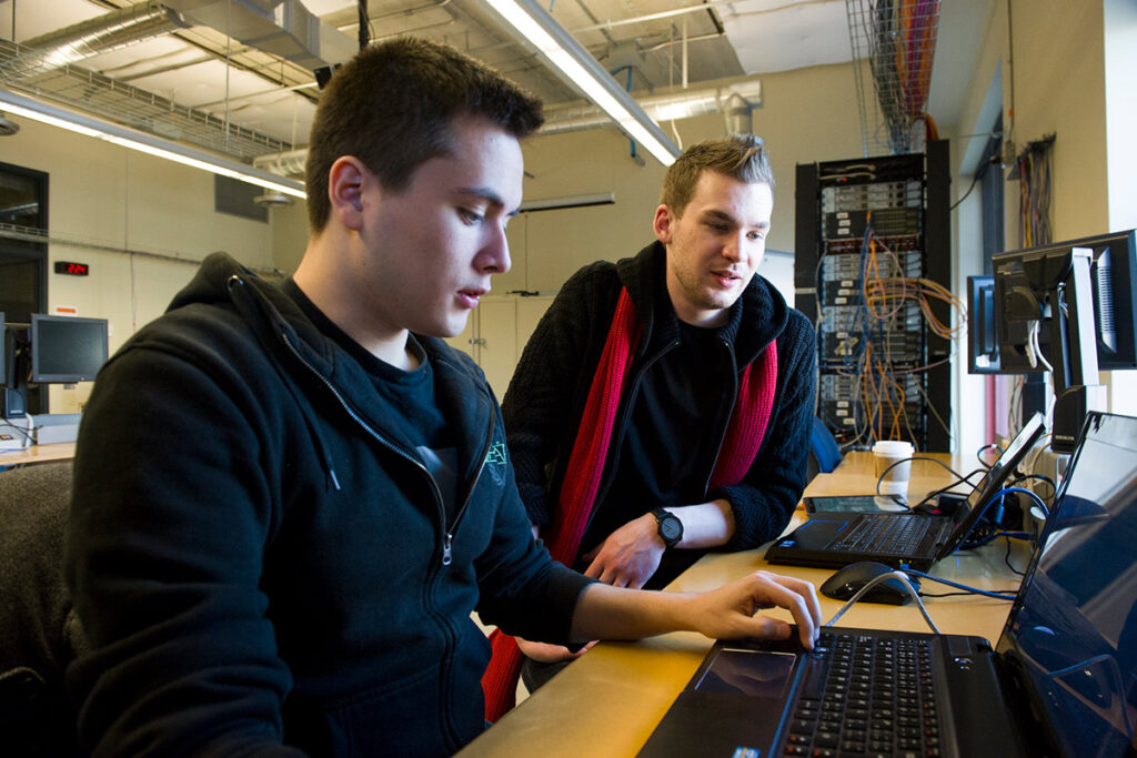 Students working on laptops