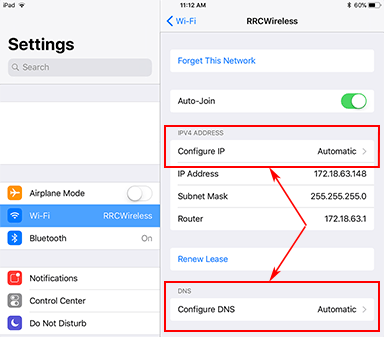 在“配置 IP”和“配置 DNS”下拉菜单中自动