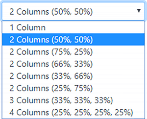 columns drop-down menu
