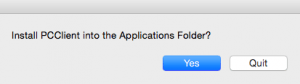 单击“是”安装 pccclient
