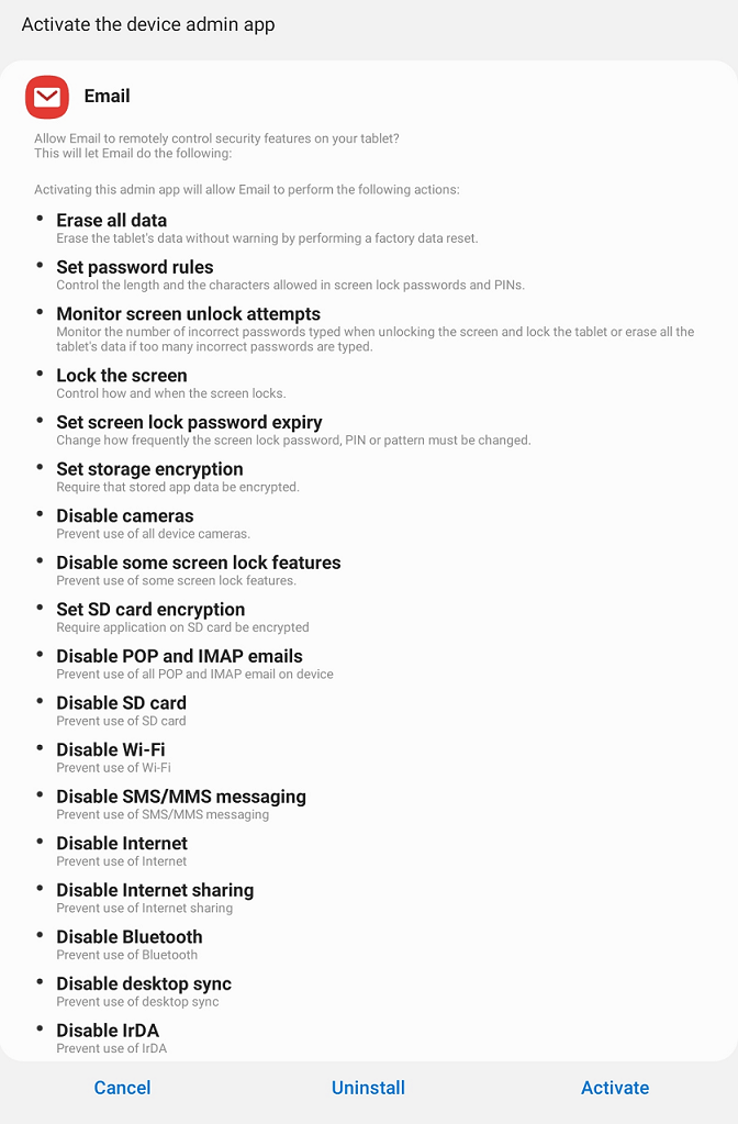 点按激活设备管理应用