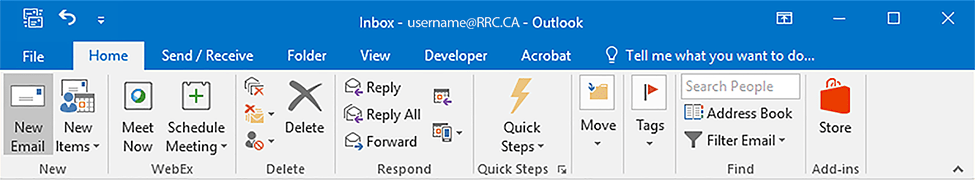 首页标签,新电子邮件按钮