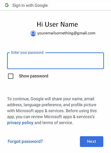 输入密码并点按下一步