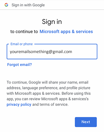 输入电子邮件地址并点按下一步