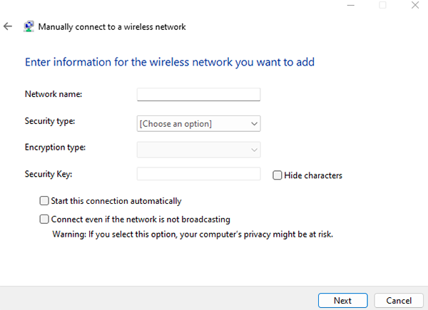 输入包含上述信息的字段,然后点击“下一步”