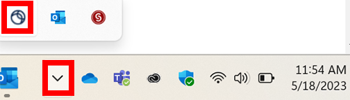 点击系统托盘隐藏图标中的图标