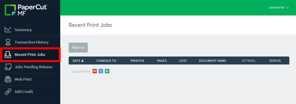 最近的打印作业