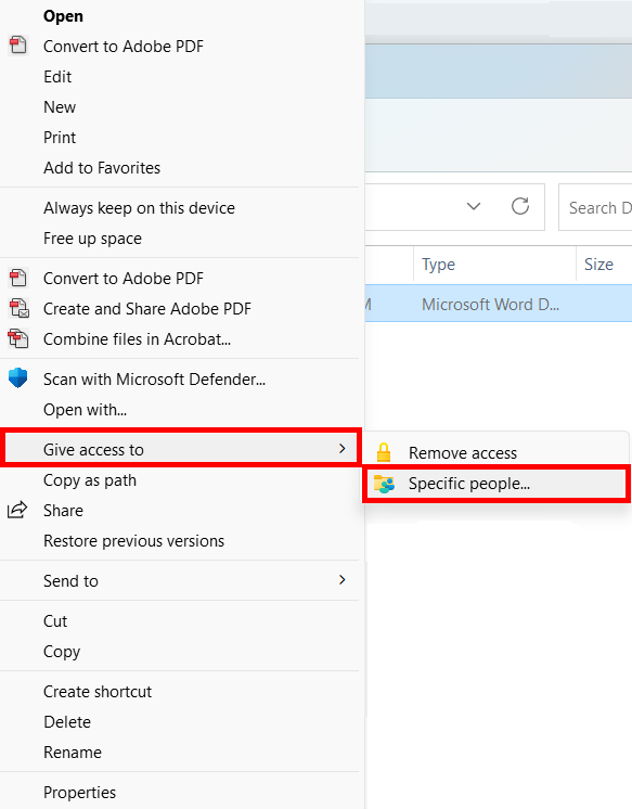 点击授予特定人员访问权限