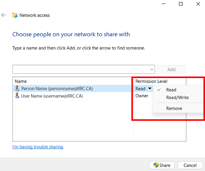 点击下拉菜单并选择权限级别