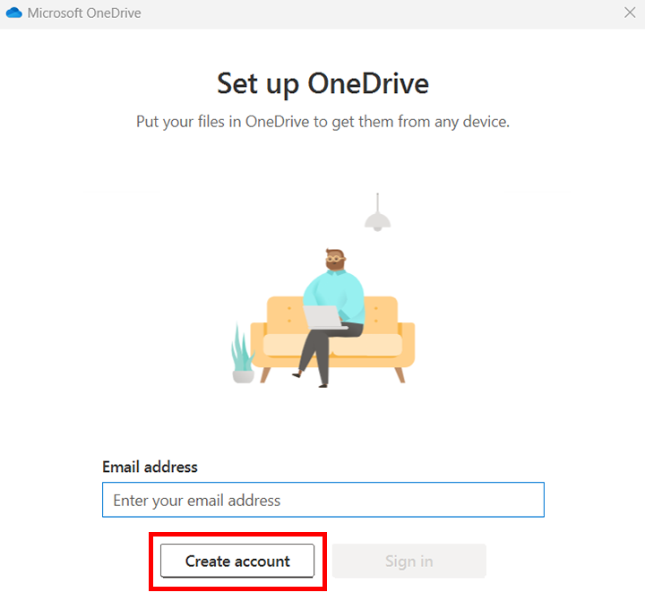 输入电子邮件并点击创建帐户