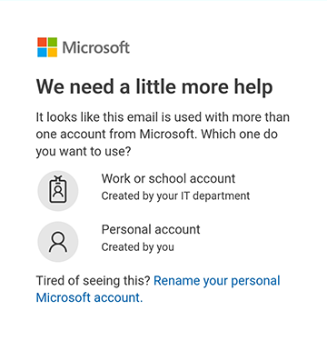 点按工作或学校帐户
