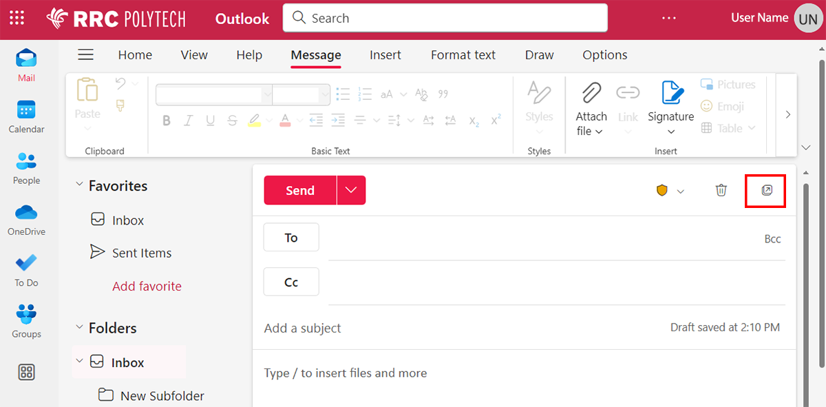 在新窗口中打开电子邮件