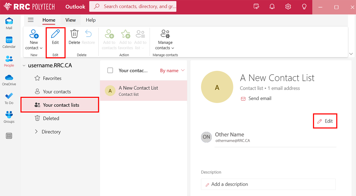 新创建的联系人列表