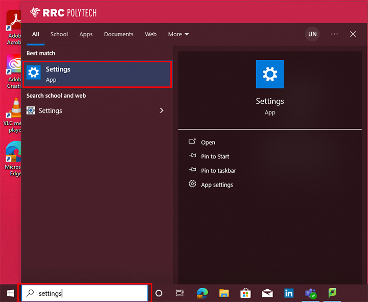 搜索设置并点击结果
