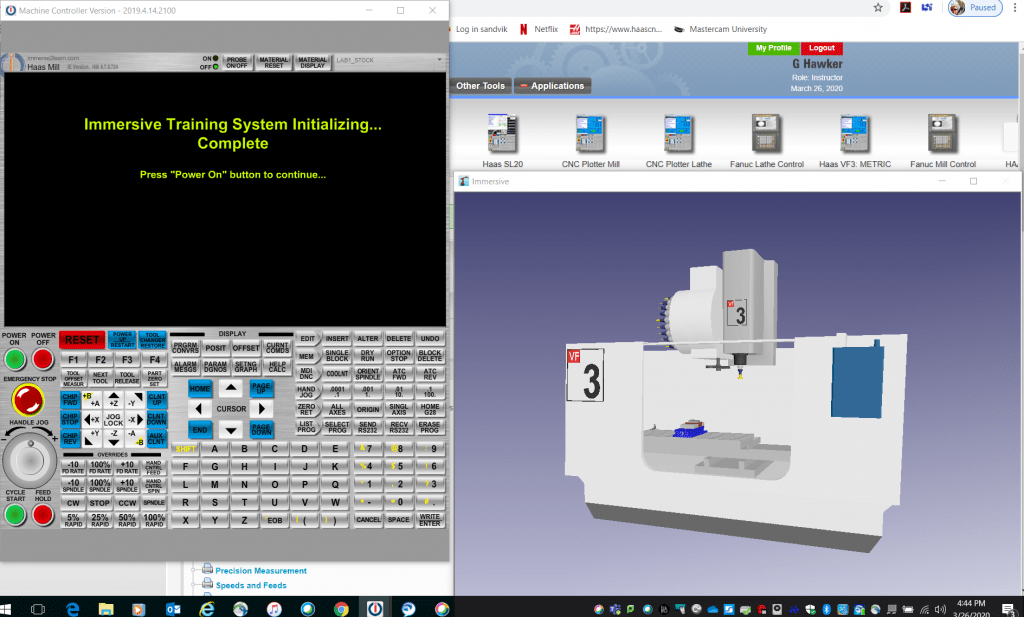 CNC 模拟器的屏幕图像