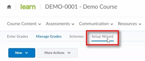 单击“成绩”下的“设置向导”
