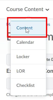 制作可供学生使用的表格;点击“课程内容”和“内容”。