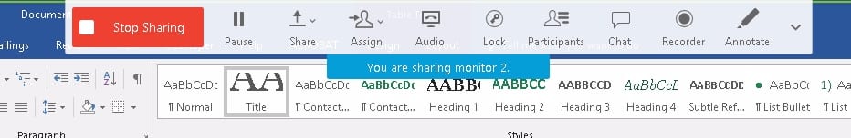 共享您的屏幕；共享您的屏幕并允许参与者将他们的屏幕共享给您。通过共享屏幕，您可以演示软件、提供作业反馈以及解决学生可能遇到的问题。为您的演示添加注释并记录下来供以后使用。